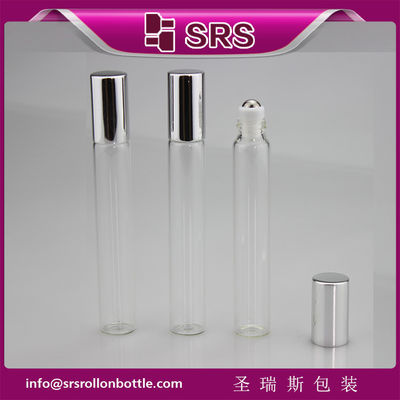 شراء SRS 10ml زجاج صافي لون زجاجة كرة رولي مع غطاء الألومنيوم الفضي التصنيع عبر الإنترنت