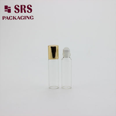 شراء SRS 5ml زجاجية واضحة اللون زجاجة كرة رولي مع غطاء من الألومنيوم الذهبي التصنيع عبر الإنترنت