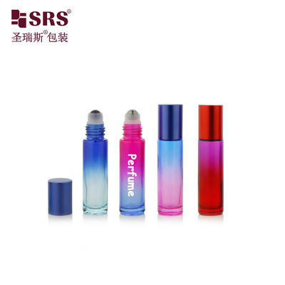 شراء BLPM-10ml أسطوانة مستديرة فارغة منحدرة ملونة من الفولاذ المقاوم للصدأ كرة رولر العطر 10ml رول على الزجاجة لتطبيق زيت التجميل التصنيع عبر الإنترنت