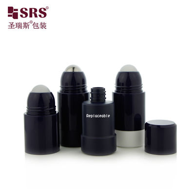 شراء RPPE-50ml الفارغ أسود مضاد للشفافية قابلة لإعادة تعبئة لفة على الزجاجة مصنوعة من مادة بلاستيكية PP PCR التصنيع عبر الإنترنت