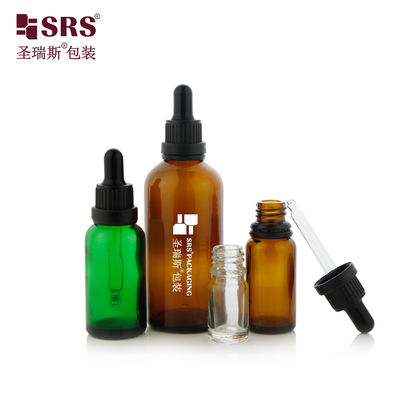 شراء Large Head Tamper Proof Cap 5ml 10ml 15ml 20ml 30ml 50ml 100ml Glass Dropper Bottle for Skincare التصنيع عبر الإنترنت