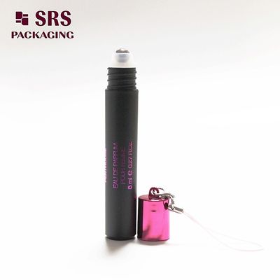 شراء SRS الزجاجات الفارغة البلاستيكية الكرة الدوارة الزجاجات السوداء لون 8ml مع الخطاف التصنيع عبر الإنترنت