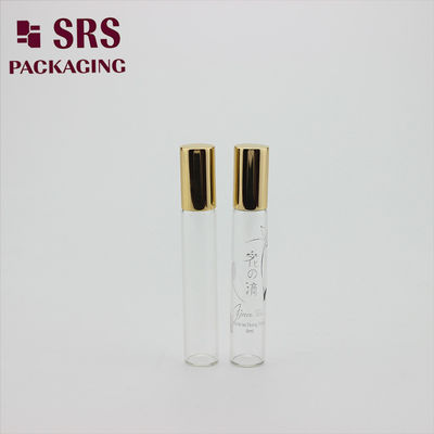 SRS رزمة عطر زجاجية شفافة فارغة 8 مل على زجاجة مع غطاء من الألومنيوم الذهبي