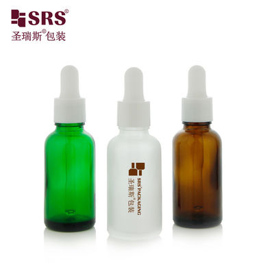 D001-50ml صديقة للبيئة زجاج مستدير فارغ الكتف زيت الجسم زجاجة قطرة مع طباعة الشاشة الحريرية شعار تخصيص غطاء قطرة بيضاء ومقبض سيليكون لتغليف العناية بالبشرة