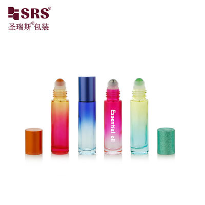 BLPM-10ml خالية مستديرة مخصصة زجاجة زجاجية ملونة مع غطاء زجاجي وبلاستيكي خيار مع كرة من الأحجار الكريمة للرائحة