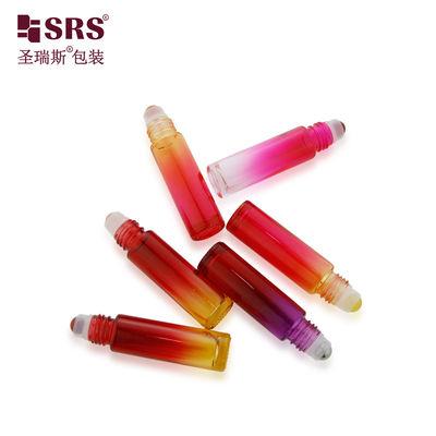 BLPM-10ml حار الأحمر المتدرج الزجاجية الماجنتا قنينة لفة على الحاوية مع الغطاء المعدني كرة الفولاذ للزيت الأساسي