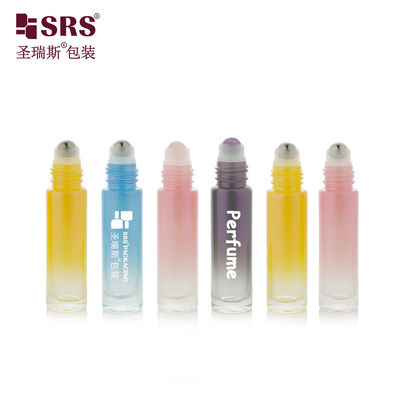 BLPM-10ml أسطوانية مستديرة منحدرة لون وردي قنينة زجاجية للاستخدام في العناية الشخصية مع غطاء بلاستيكي ملون
