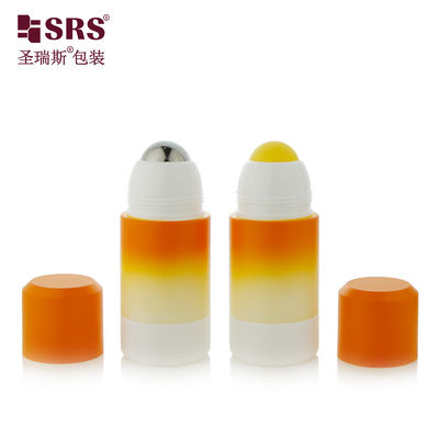 RPPE ((P) -50ML خلاء التدرج البرتقالي الأبيض تصميم مخصص رول على الزجاجة المصنعة مع الشعار الطباعة الكرة الفاضحة الصفراء لتطبيق جيل الصوتين