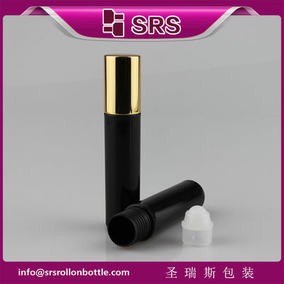 SRS عالية الجيدة البلاستيكية اللون الأسود 10ml زجاجة العطر مع كرة رولي البلاستيكية