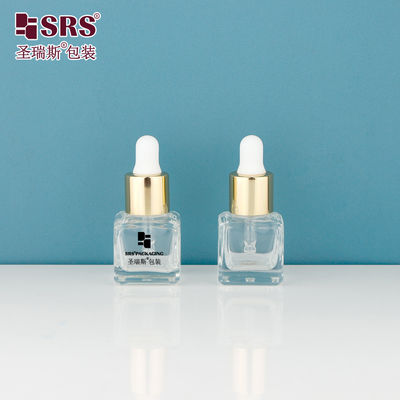 D392-8ml المختبر مربع واضحة خالية زجاجية زجاجات قطرات مع طباعة الشاشة الحريرية السوداء تخصيص الشعار