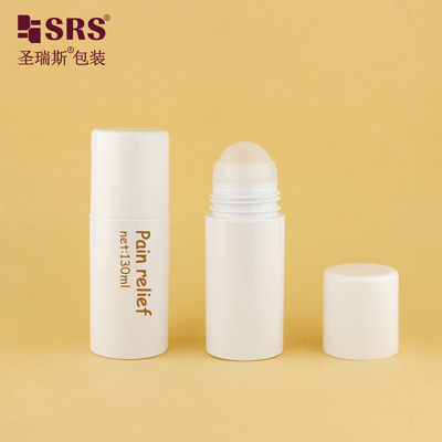 PET43-130ML قنينة بلاستيكية بيضاء مستديرة خالية و صديقة للبيئة مع كرة رجل كبيرة للتدليك