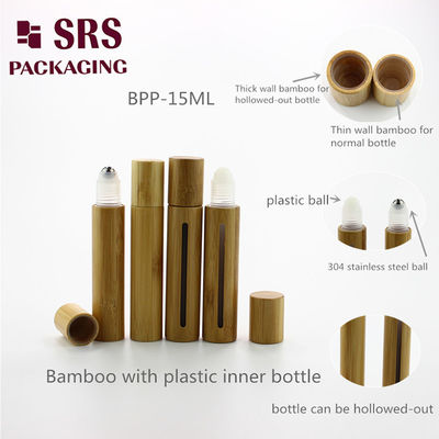 SRS الفارغ التجميل الحقيقي الخيزران البلاستيكية لفة على زجاجة 5ml 8ml 10ml 15ml