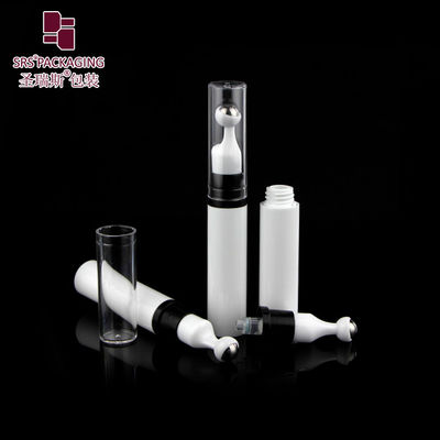A0031-10ML لفة بيضاء مع رأس مضخة بلا هواء كرة رولي من الفولاذ المقاوم للصدأ زجاجة مصل العين البيضاء التعبئة التجميلية